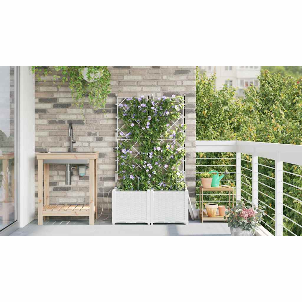 Vasi da giardino Bianco 80 x 40 x 142 cm Acciaio