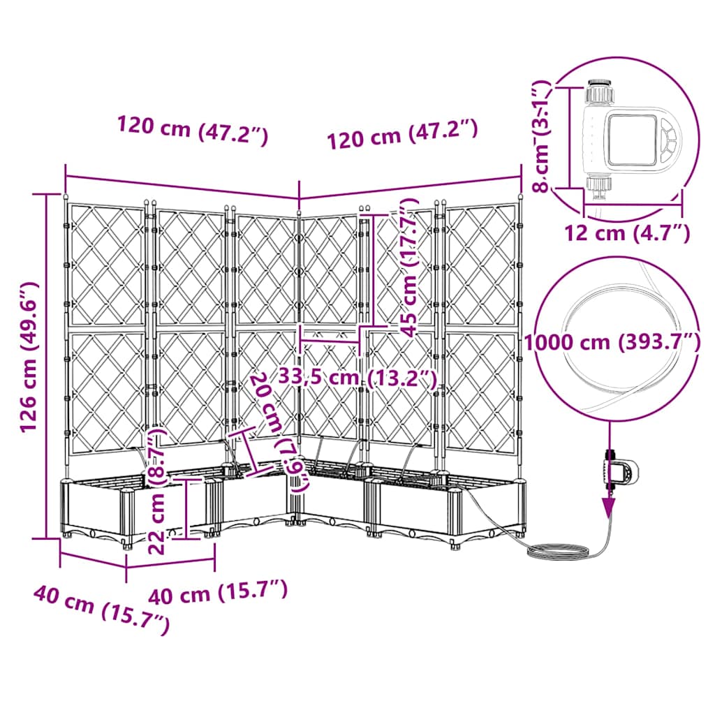 Vasi da giardino Bianco 120 x 120 x 126 cm Acciaio