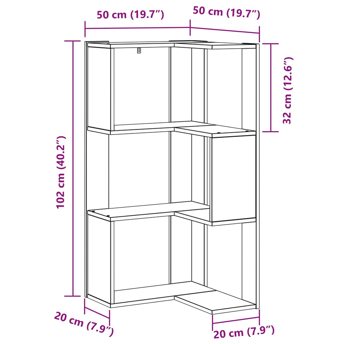 Libreria Rovere Nero 50 x 50 x102 cm | homemem39