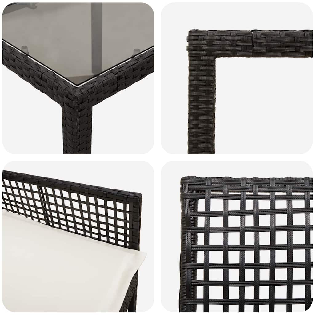 Set da Pranzo per Giardino 5 pcs Nero Poly Rattan