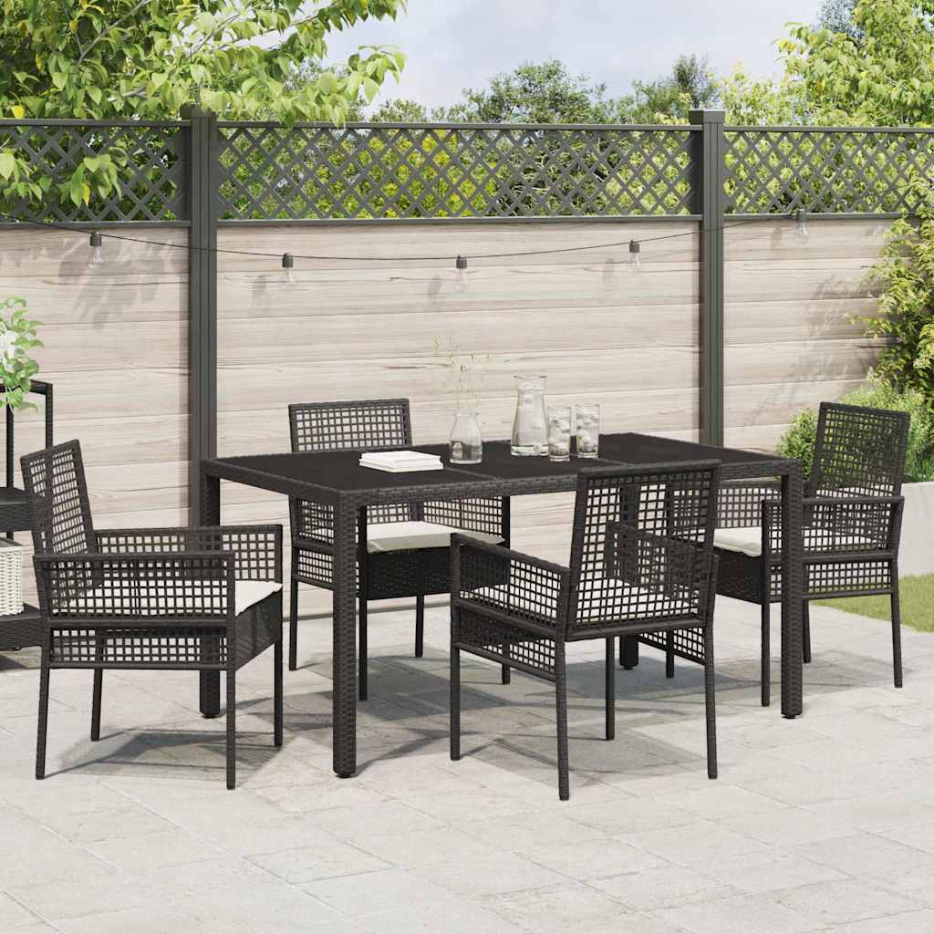 Set da Pranzo per Giardino 5 pcs Nero Poly Rattan