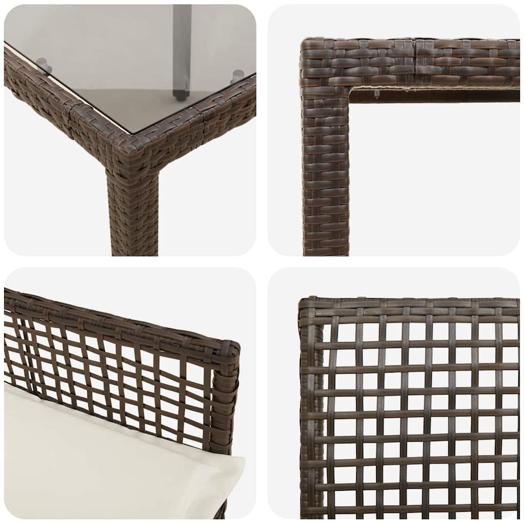Set da Pranzo per Giardino 3 pcs Marrone Poly Rattan