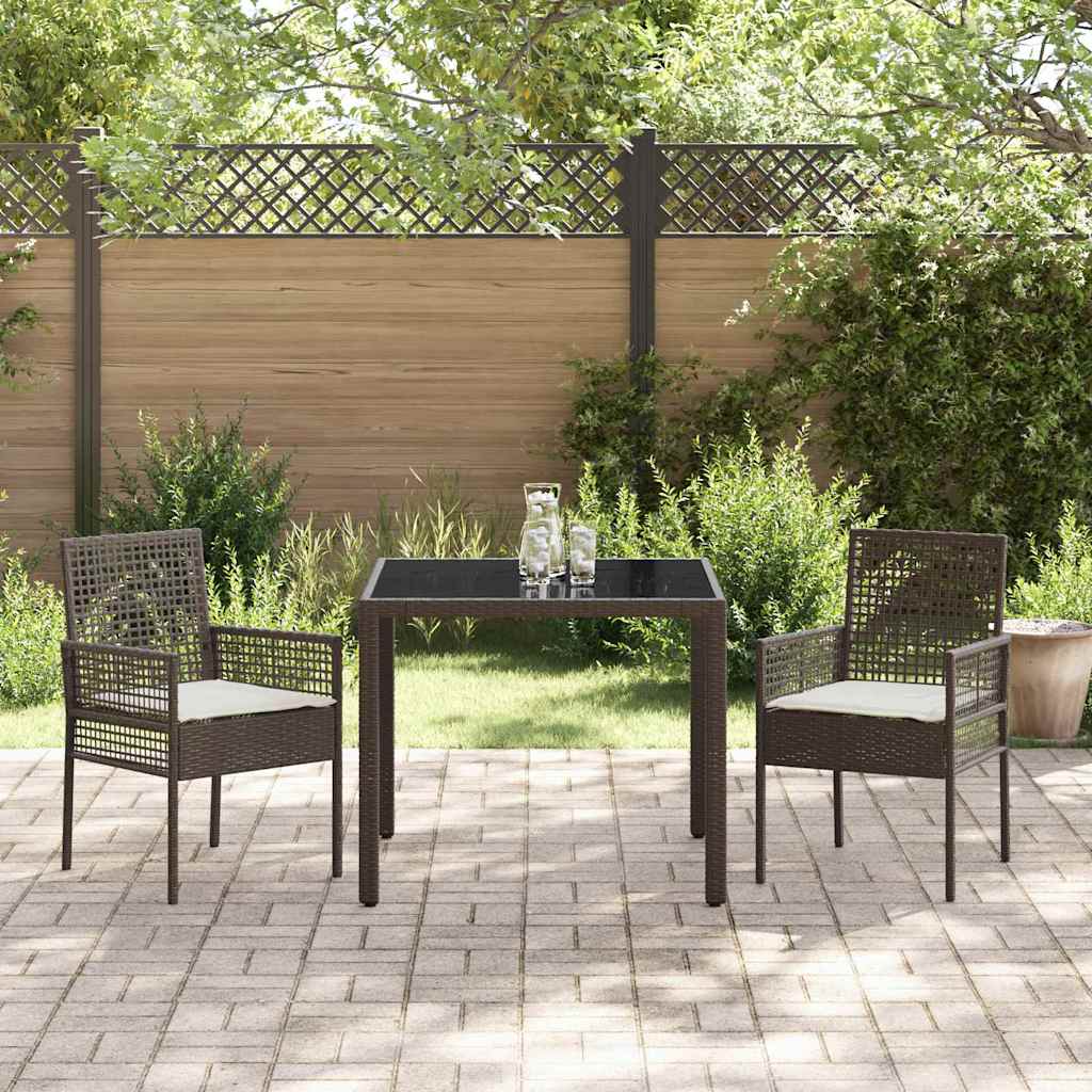 Set da Pranzo per Giardino 3 pcs Marrone Poly Rattan