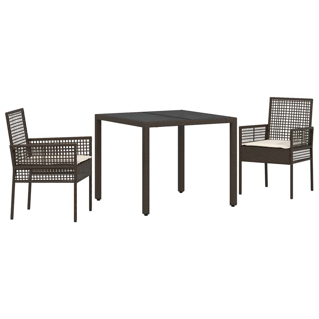 Set da Pranzo per Giardino 3 pcs Marrone Poly Rattan