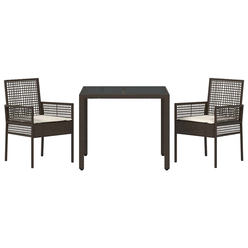 Set da Pranzo per Giardino 3 pcs Marrone Poly Rattan