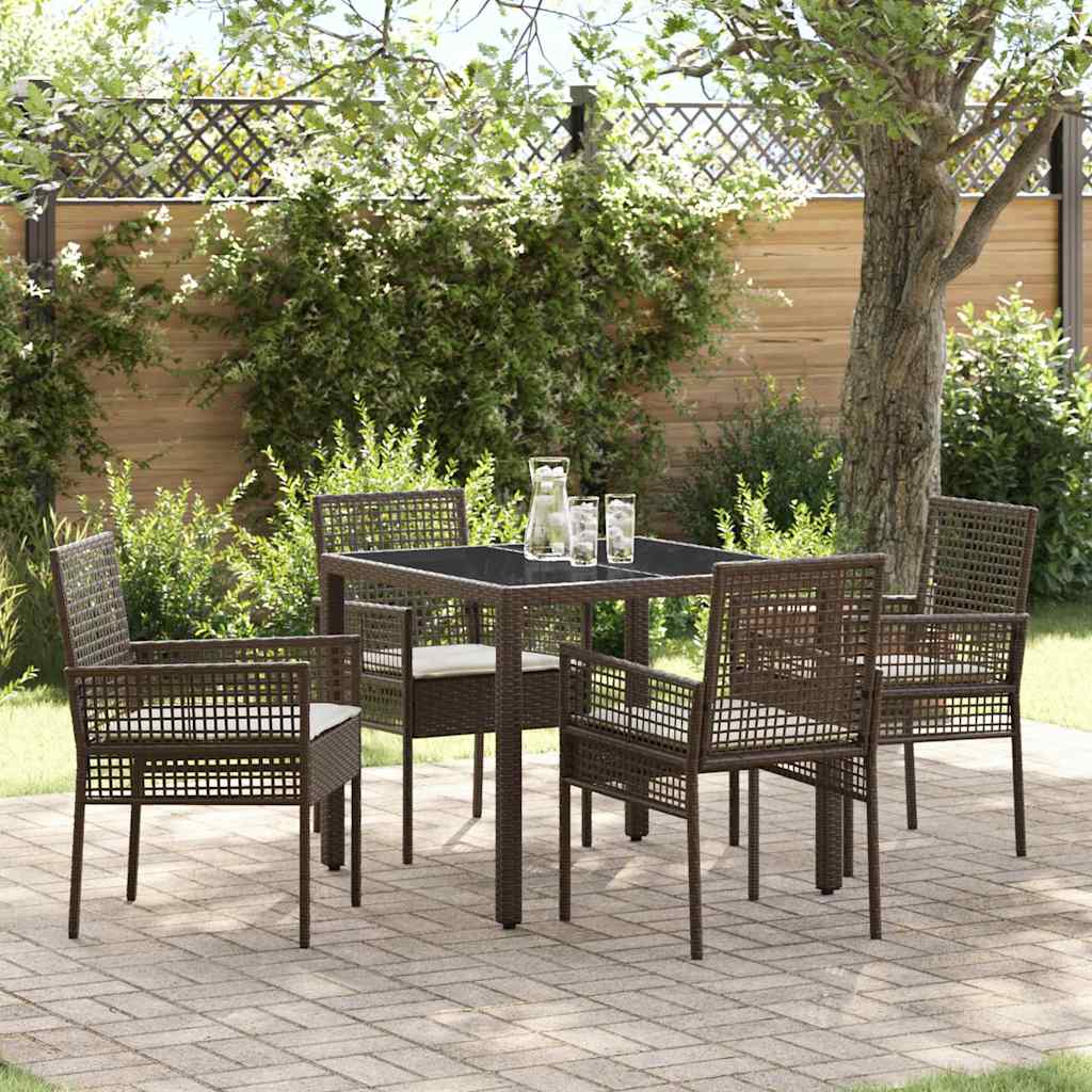 Set da Pranzo per Giardino 5 pcs Marrone Poly Rattan
