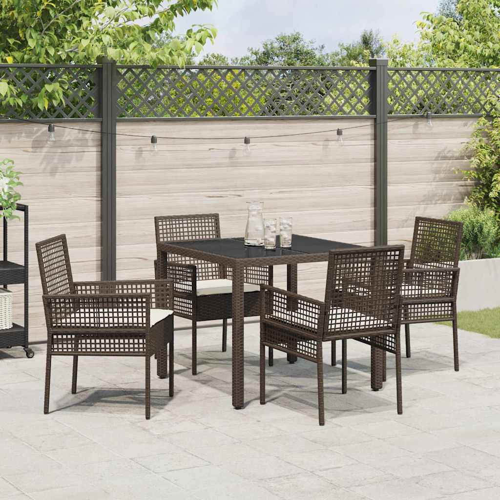 Set da Pranzo per Giardino 5 pcs Marrone Poly Rattan