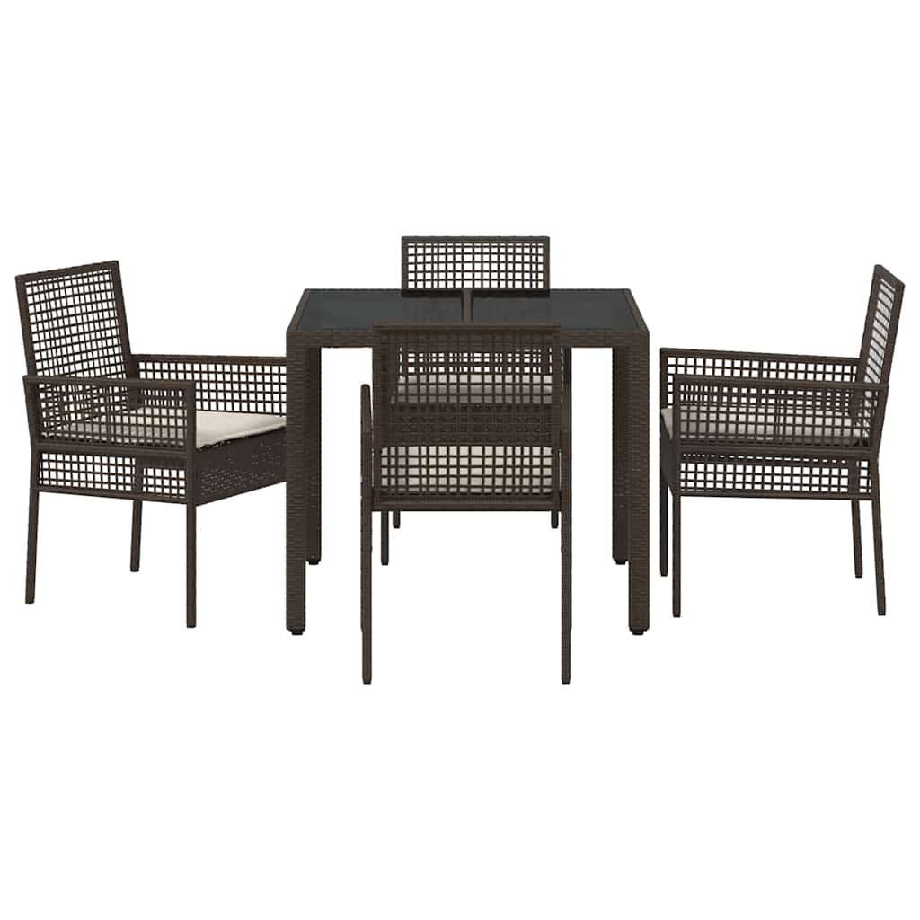 Set da Pranzo per Giardino 5 pcs Marrone Poly Rattan
