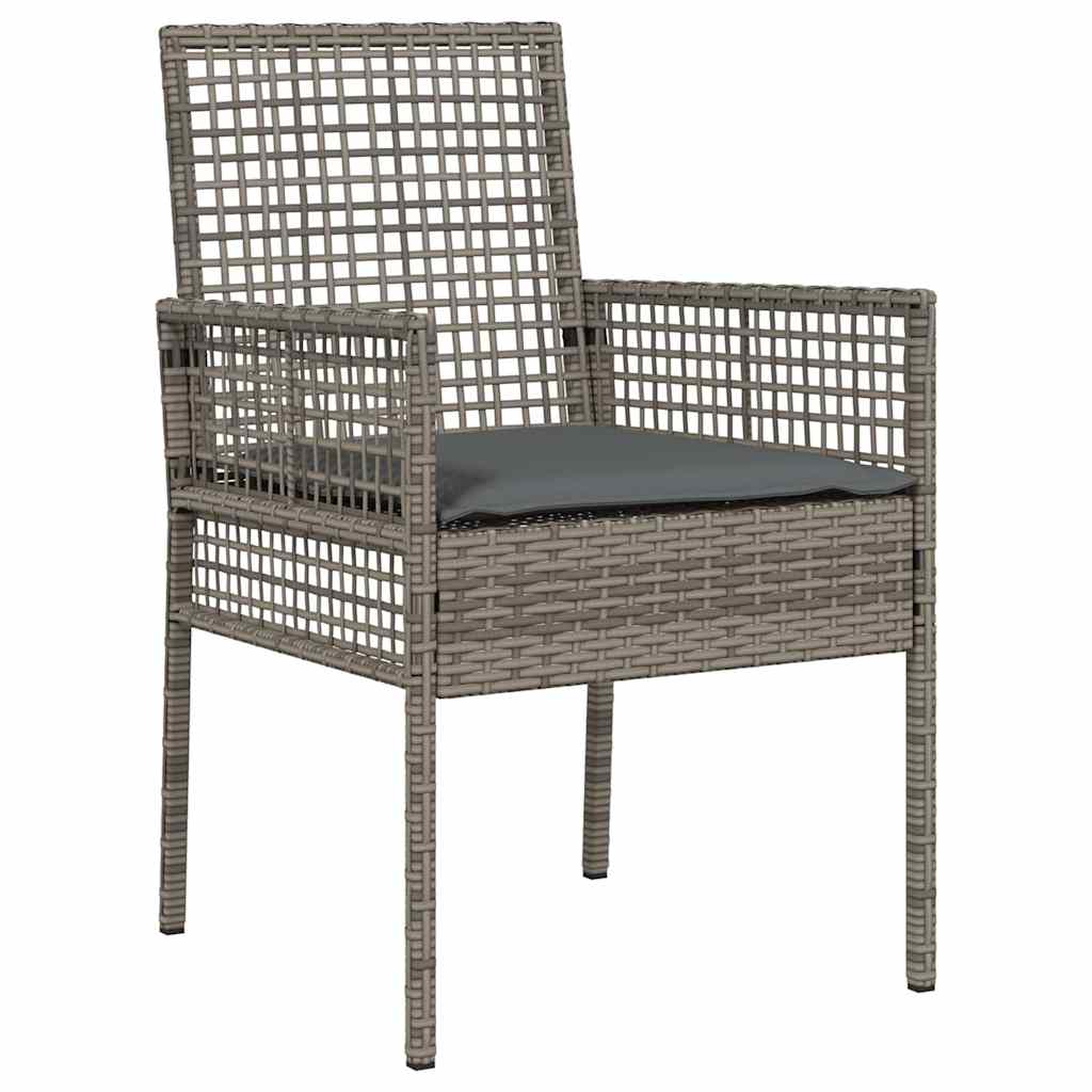 Set da Pranzo per Giardino 3 pcs Grigio Poly Rattan