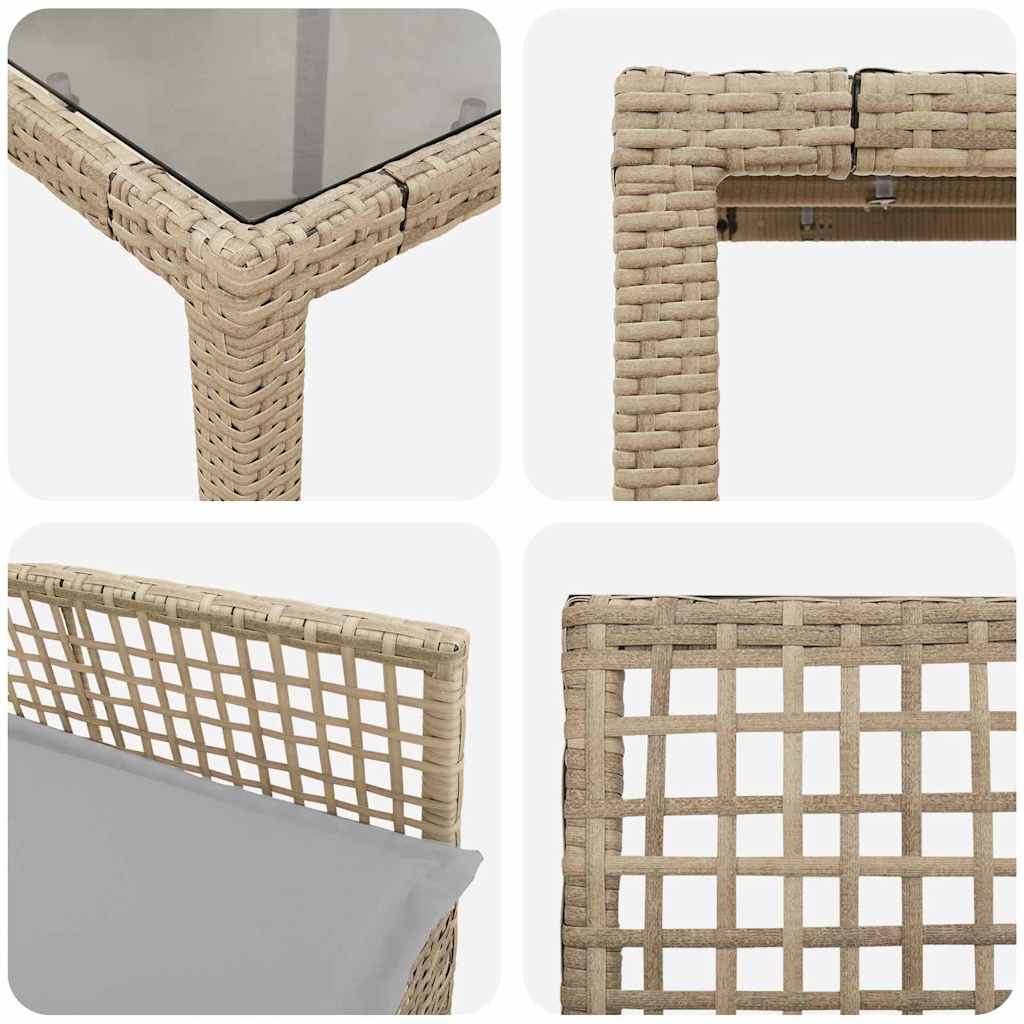 Set da Pranzo per Giardino 5 pcs Beige Poly Rattan