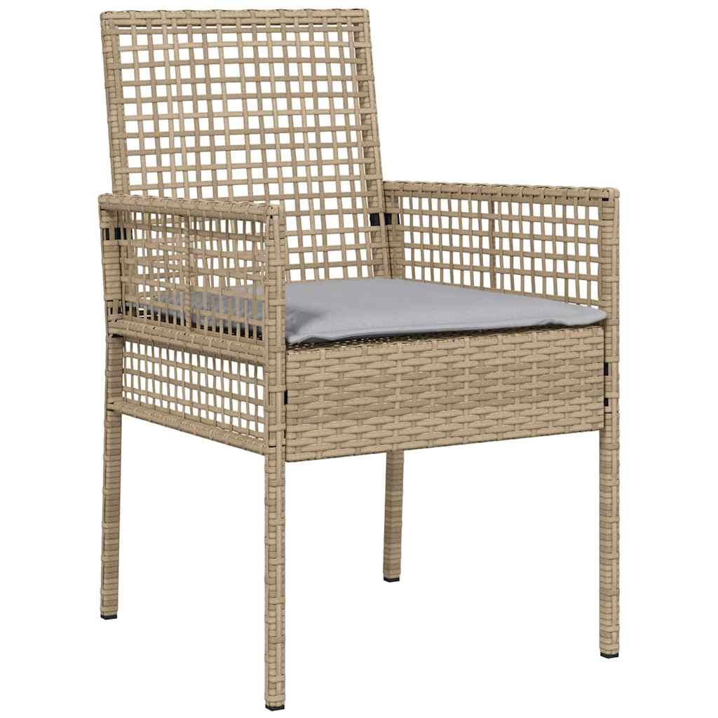 Set da Pranzo per Giardino 11 pcs Beige Poly Rattan