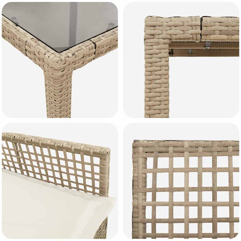 Set da Pranzo per Giardino 7 pcs Beige Poly Rattan