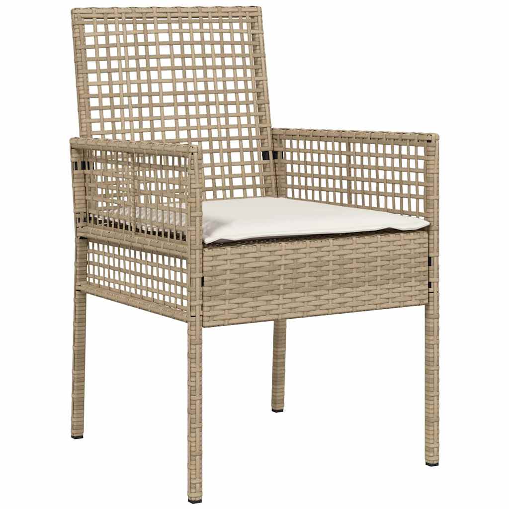 Set da Pranzo per Giardino 7 pcs Beige Poly Rattan