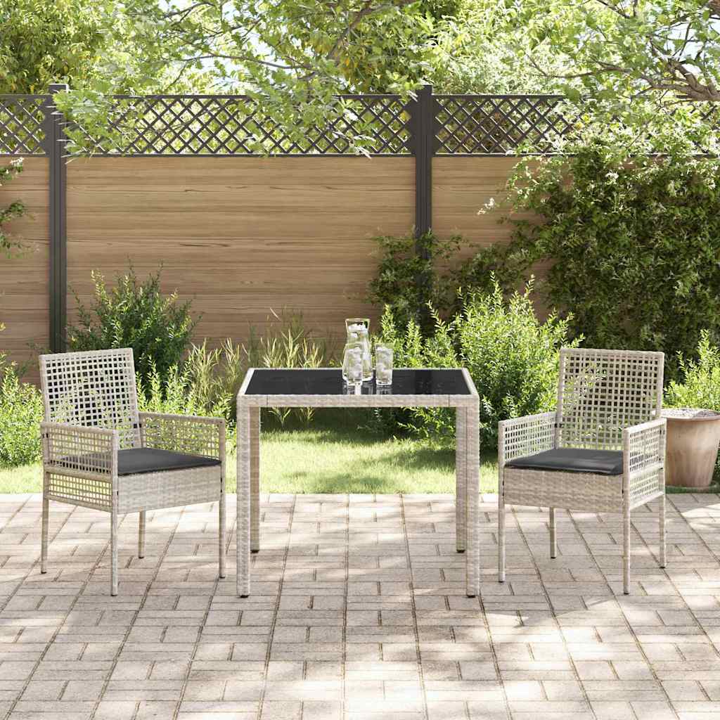 Set da Pranzo per Giardino 3 pcs Grigio chiaro Poly Rattan