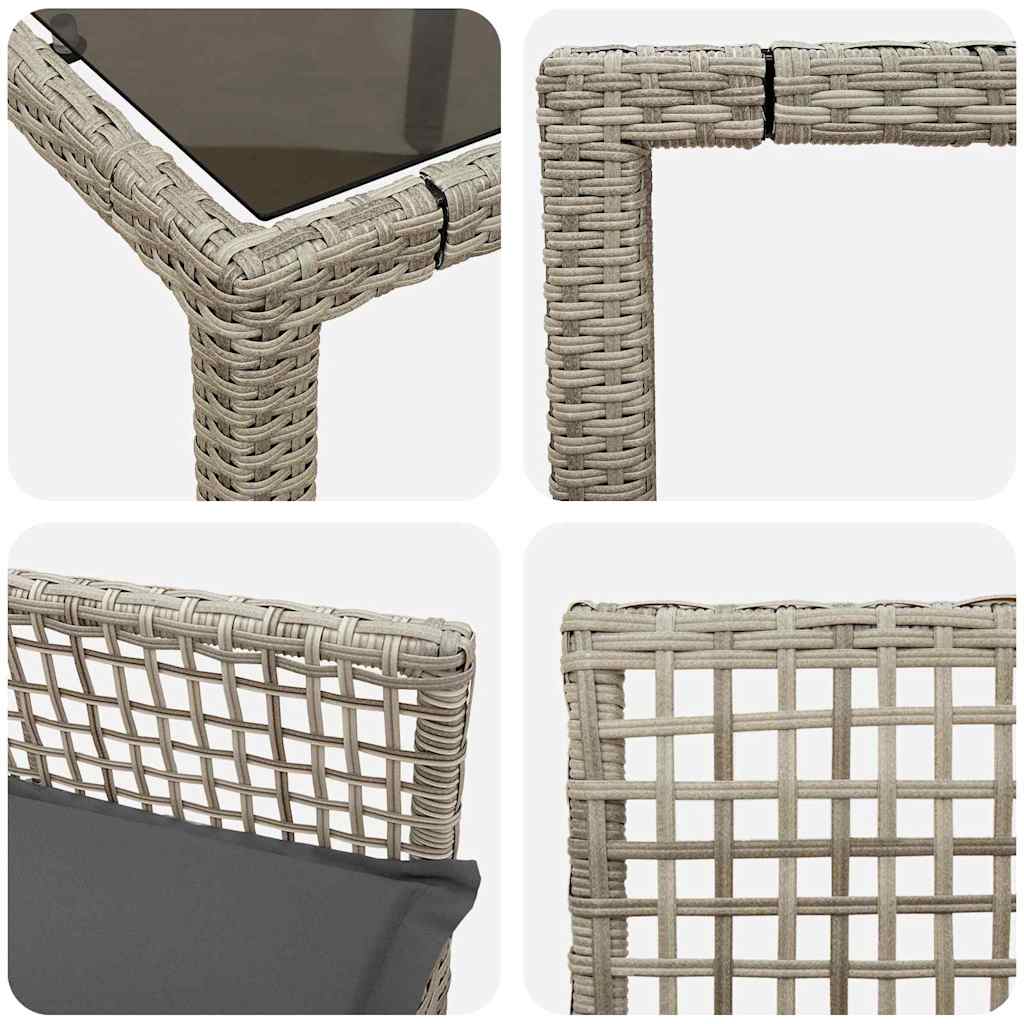 Set da Pranzo per Giardino 9 pcs Grigio chiaro Poly Rattan