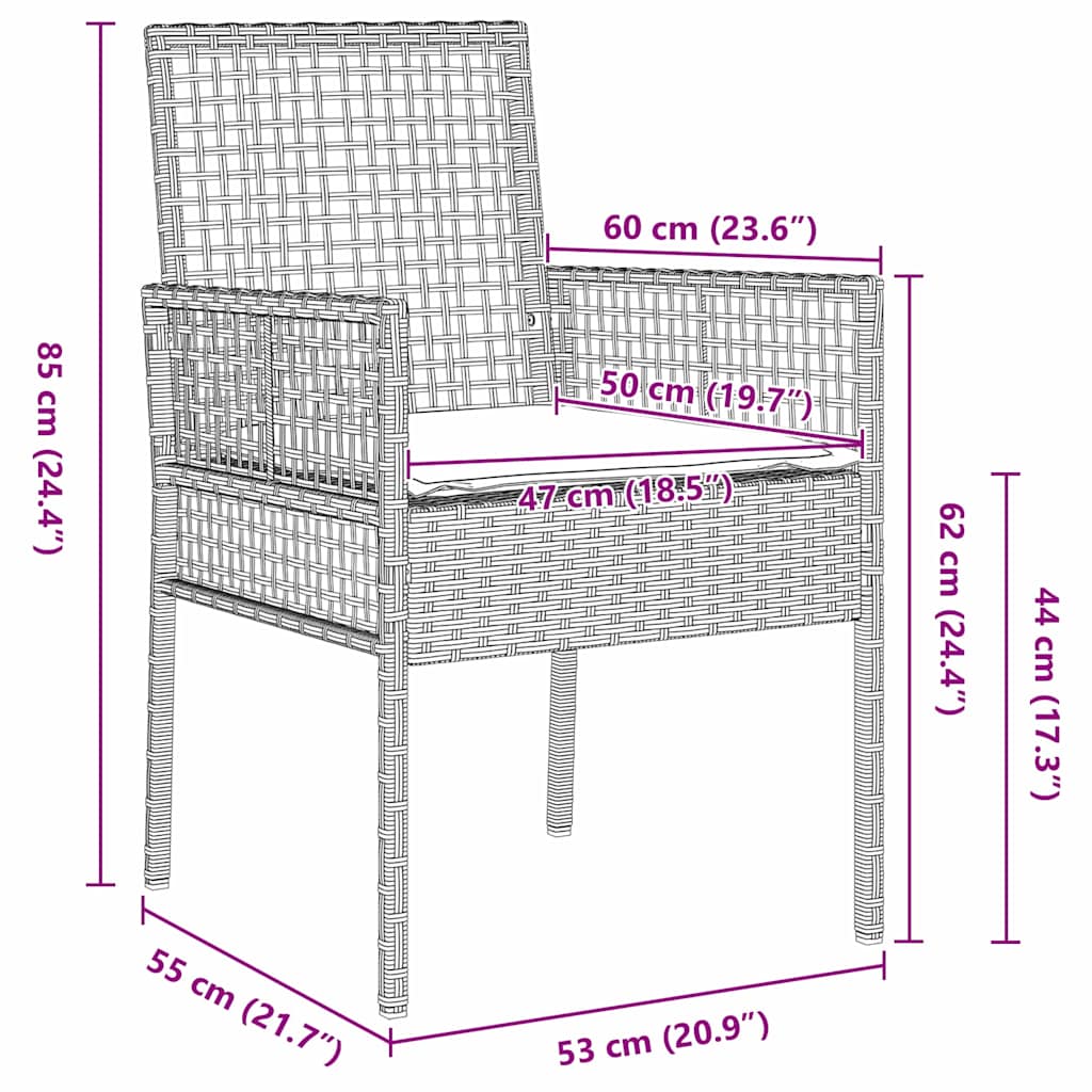 Set da Pranzo per Giardino 9 pcs Grigio chiaro Poly Rattan