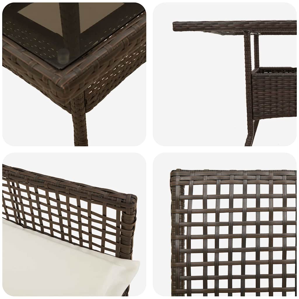 Set da Pranzo per Giardino 5 pcs Marrone Poly Rattan