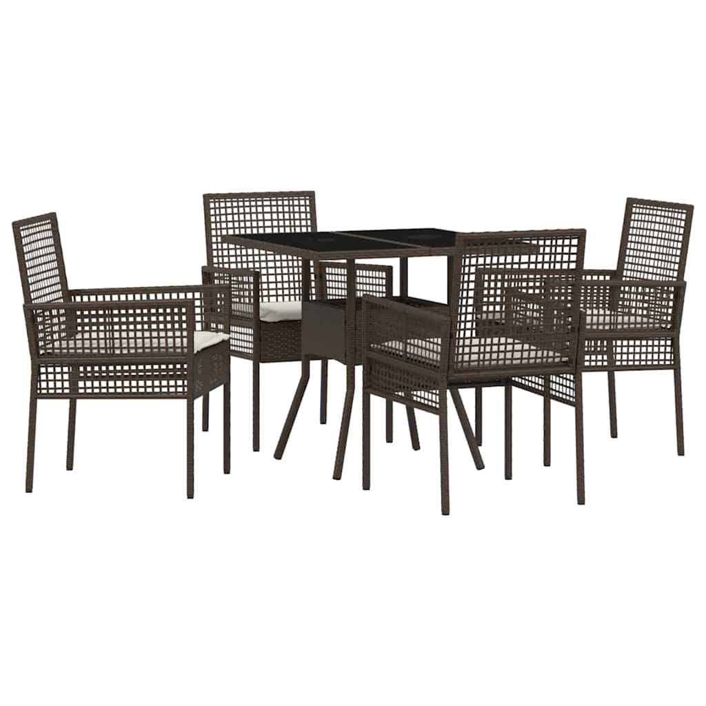 Set da Pranzo per Giardino 5 pcs Marrone Poly Rattan