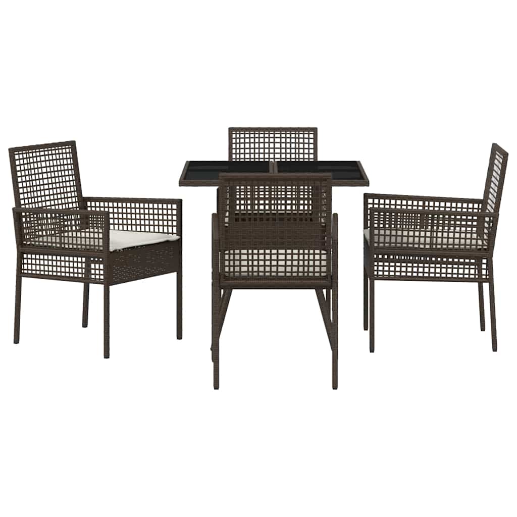 Set da Pranzo per Giardino 5 pcs Marrone Poly Rattan