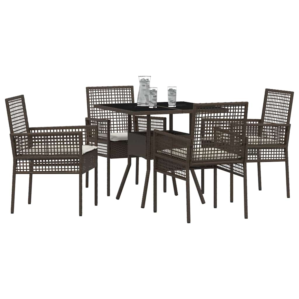 Set da Pranzo per Giardino 5 pcs Marrone Poly Rattan