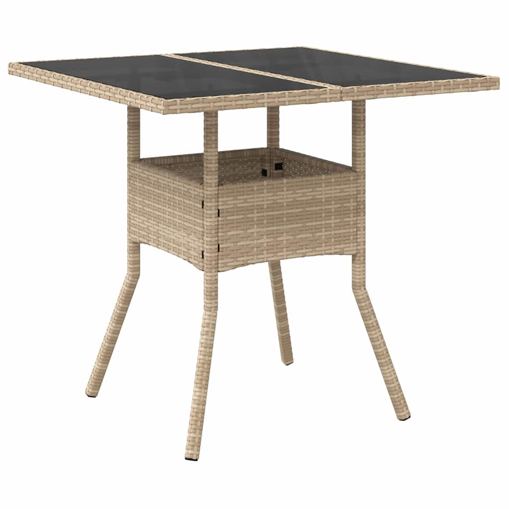 Set da Pranzo per Giardino 3 pcs Beige Poly Rattan