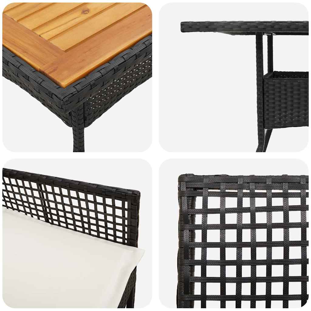 Set da Pranzo per Giardino 5 pcs Nero Poly Rattan