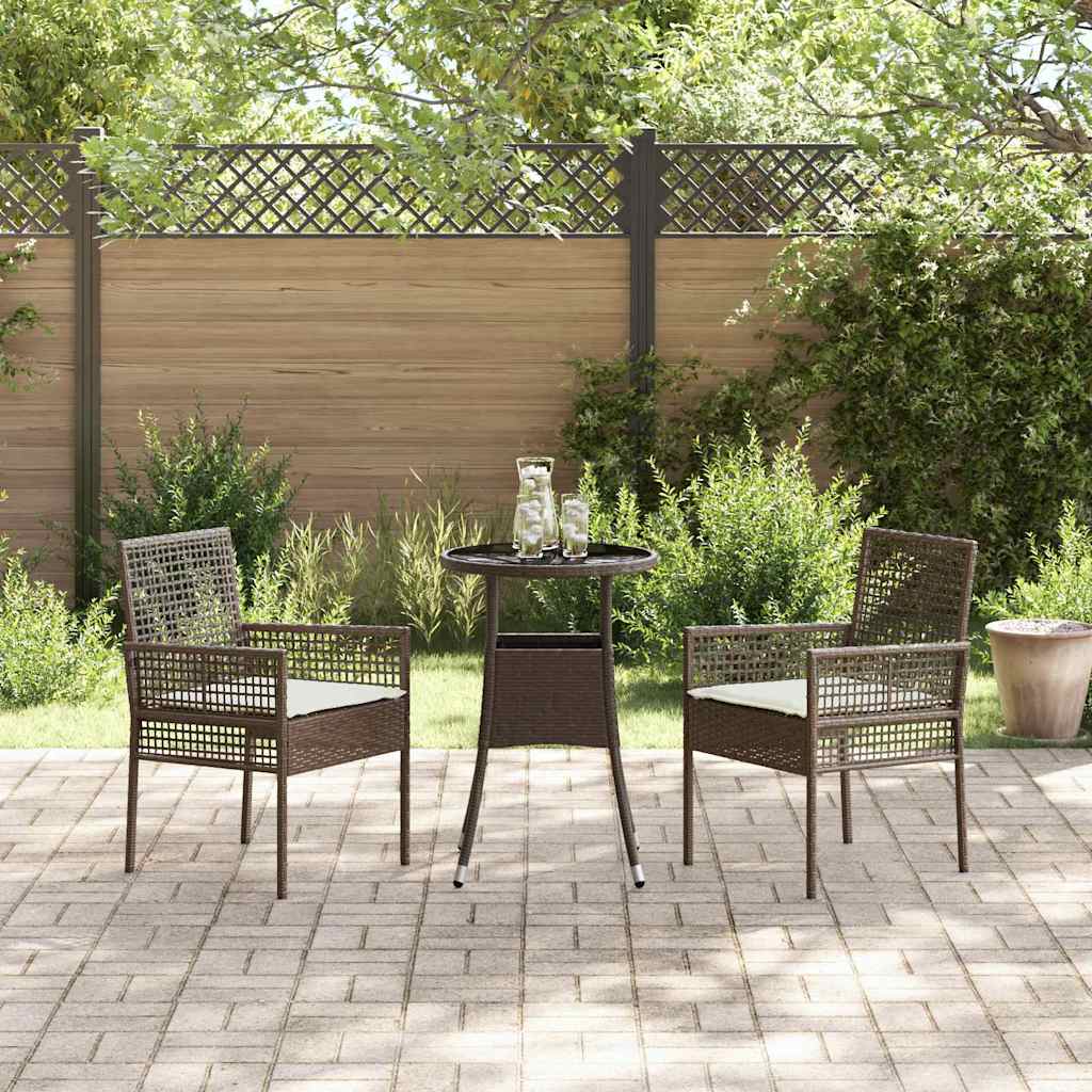 Set da Pranzo per Giardino 3 pcs Marrone Poly Rattan