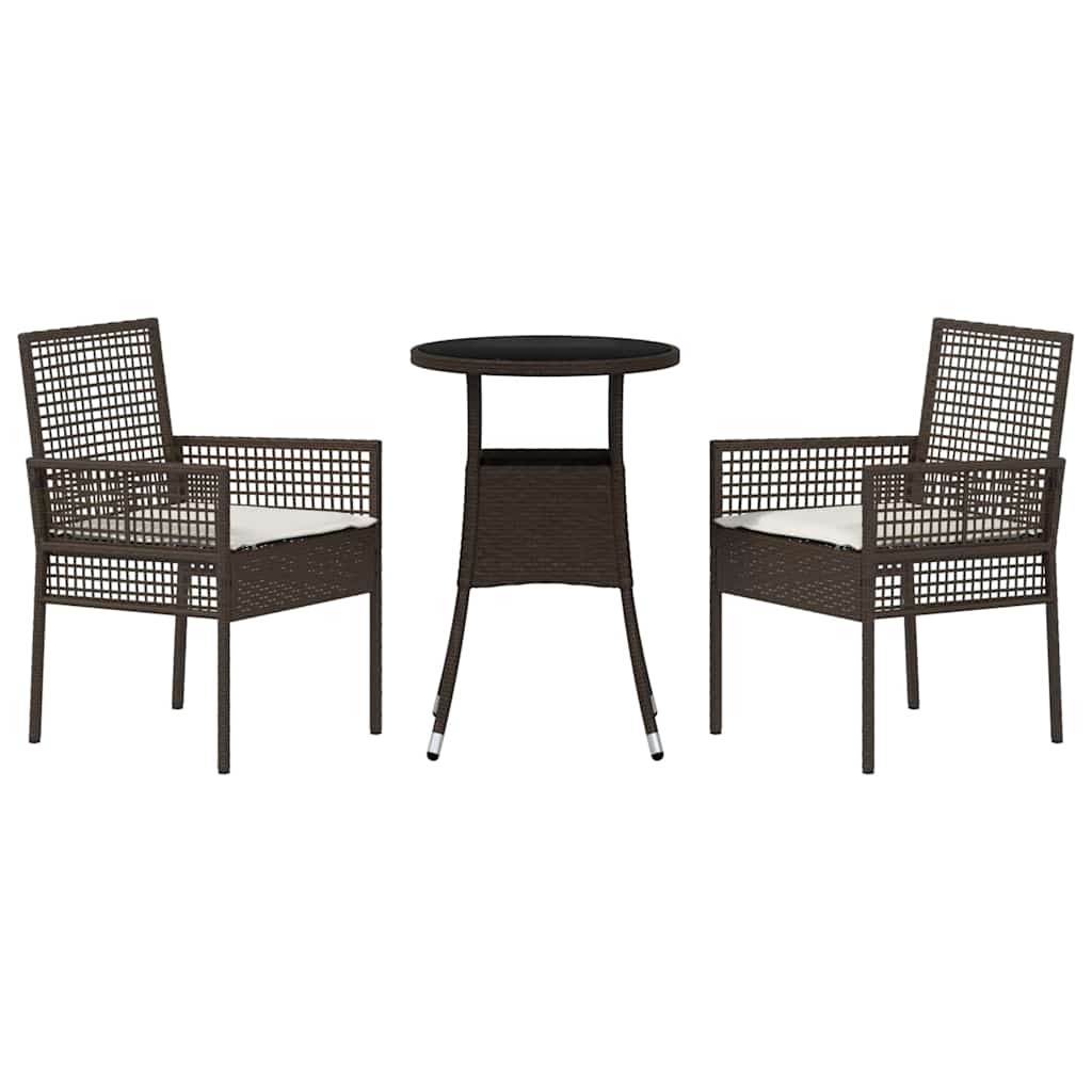 Set da Pranzo per Giardino 3 pcs Marrone Poly Rattan