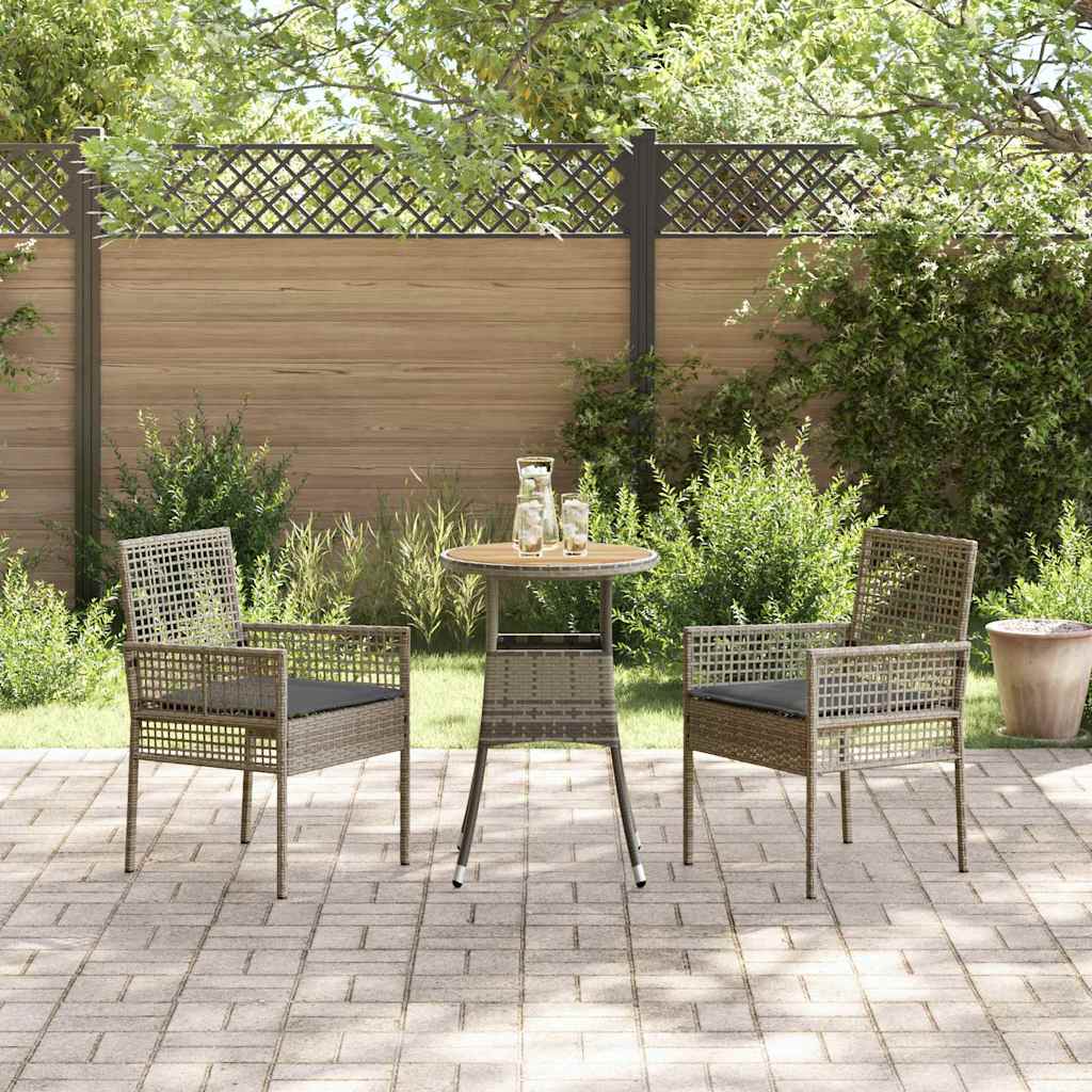 Set da Pranzo per Giardino 3 pcs Grigio Poly Rattan