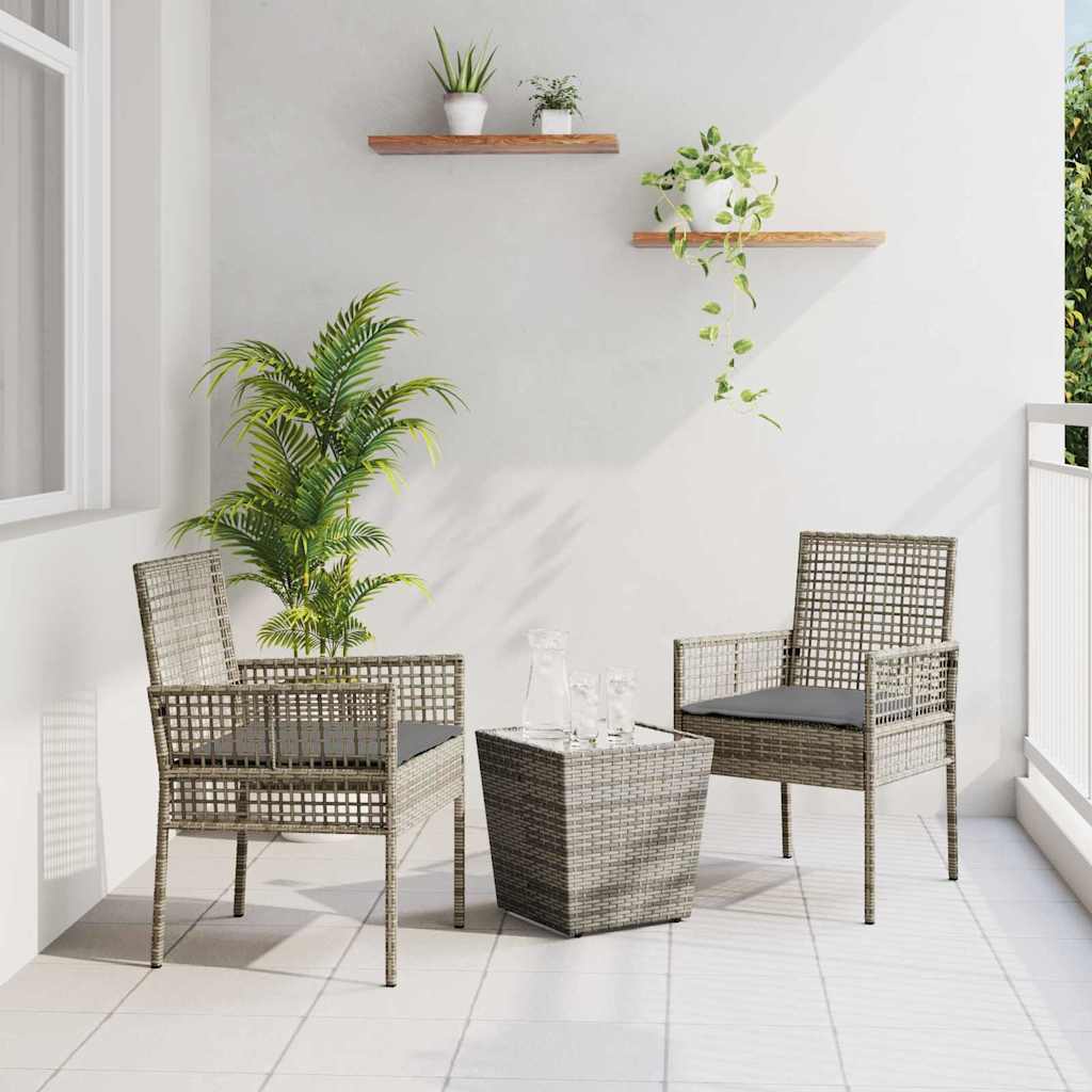Set Bistro da Giardino 3 pcs Grigio Poly Rattan