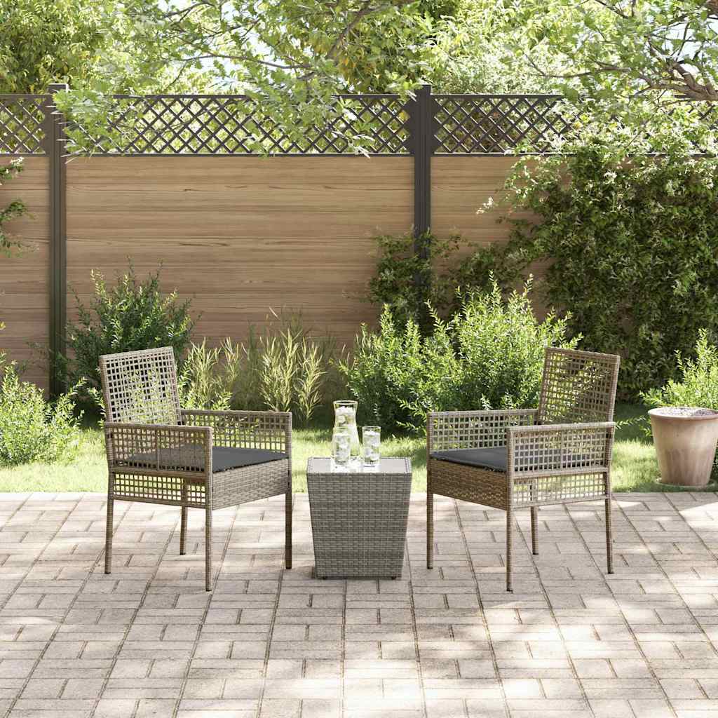 Set Bistro da Giardino 3 pcs Grigio Poly Rattan