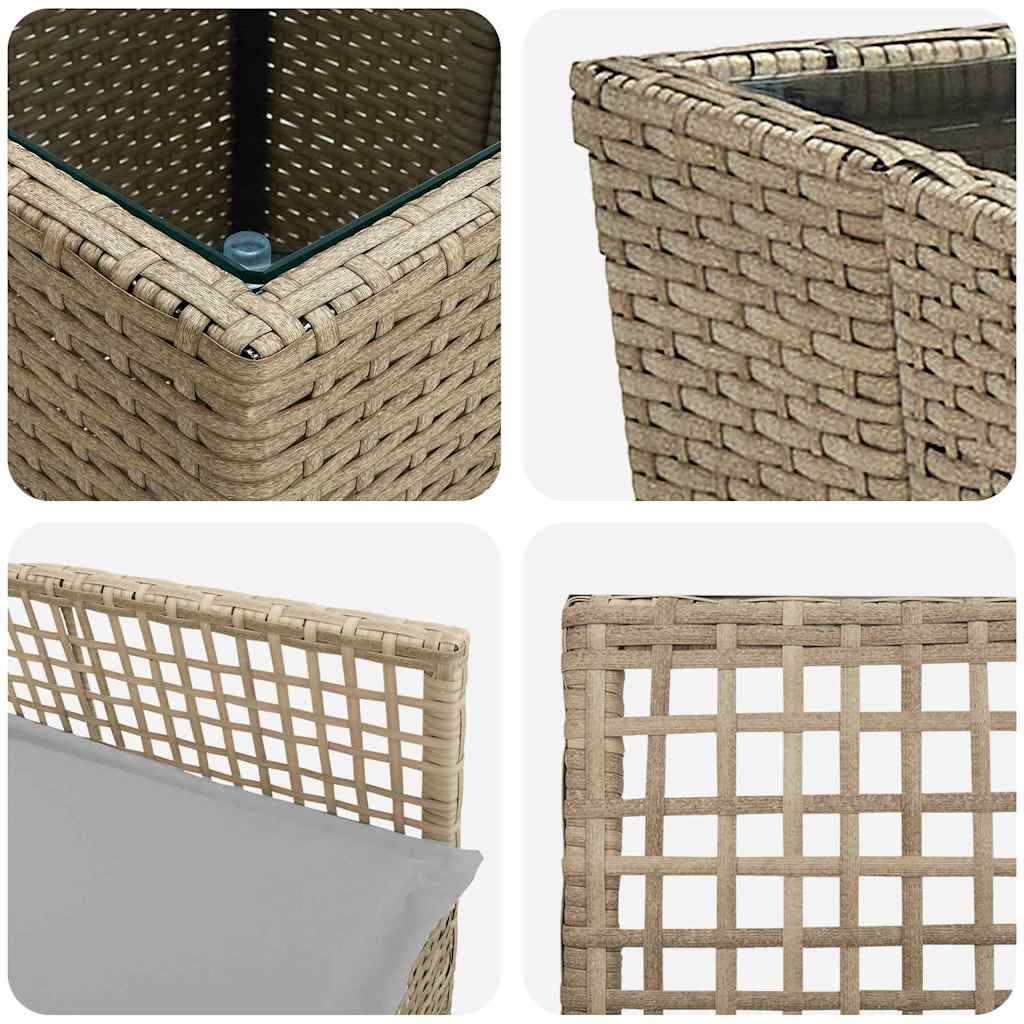 Set Bistro da Giardino 3 pcs Beige Poly Rattan