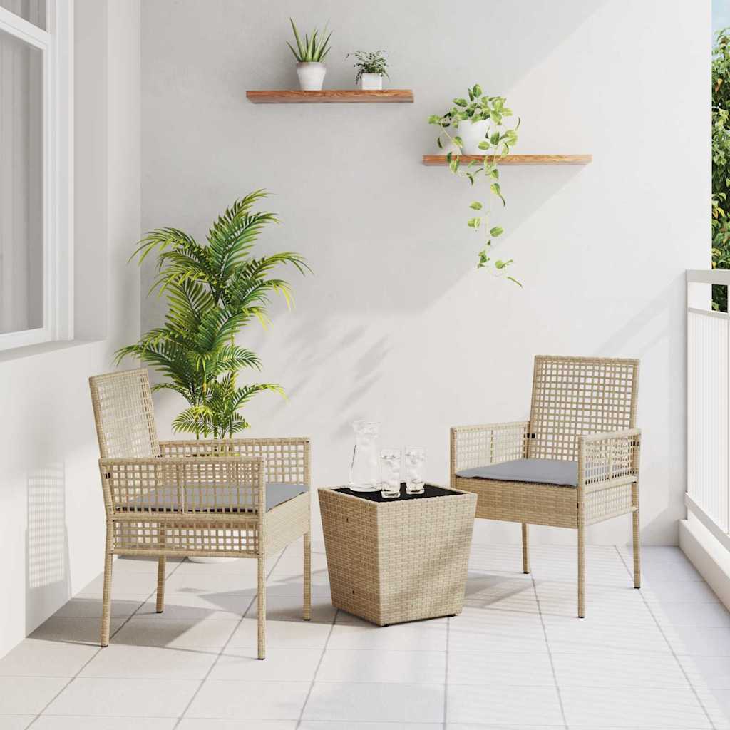 Set Bistro da Giardino 3 pcs Beige Poly Rattan