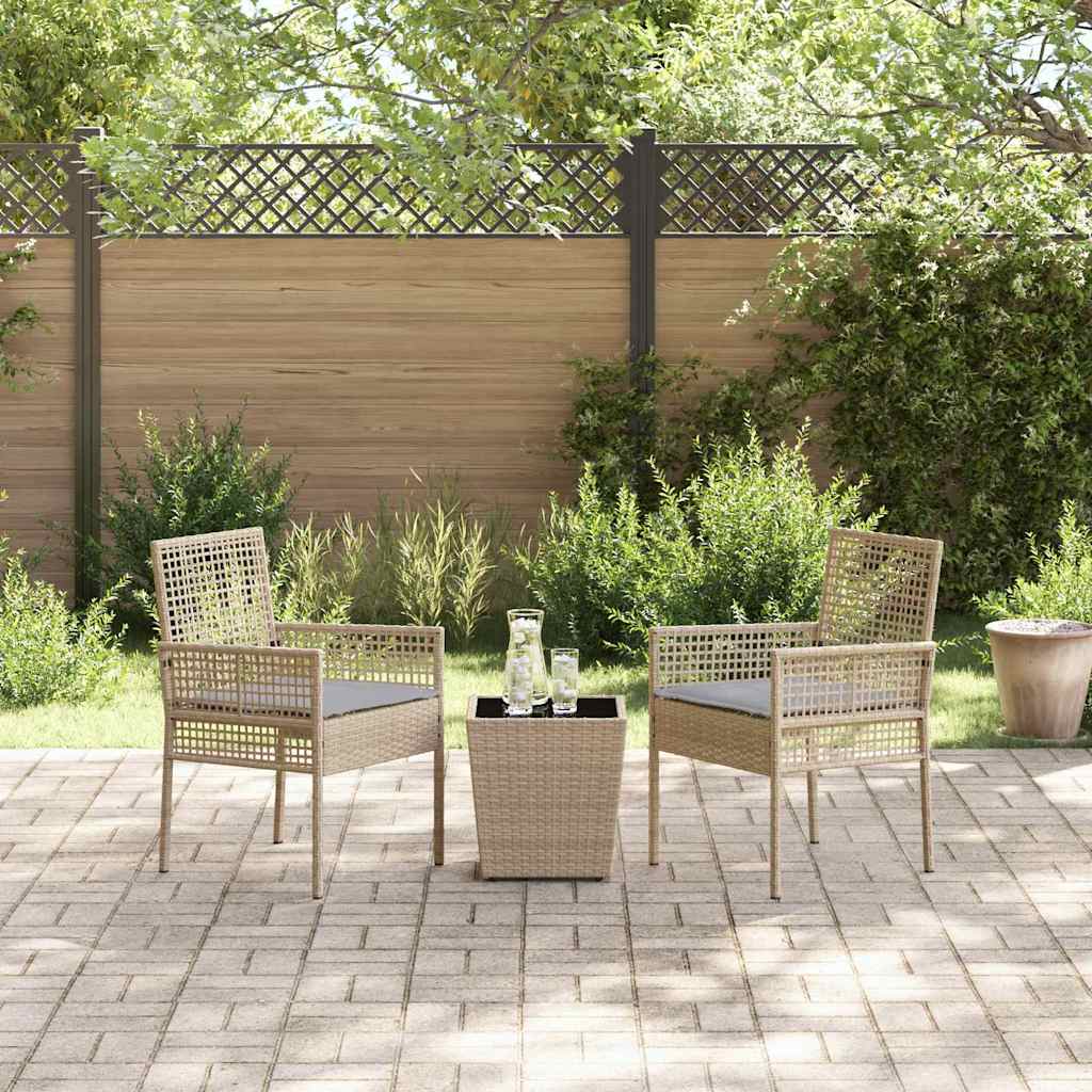 Set Bistro da Giardino 3 pcs Beige Poly Rattan