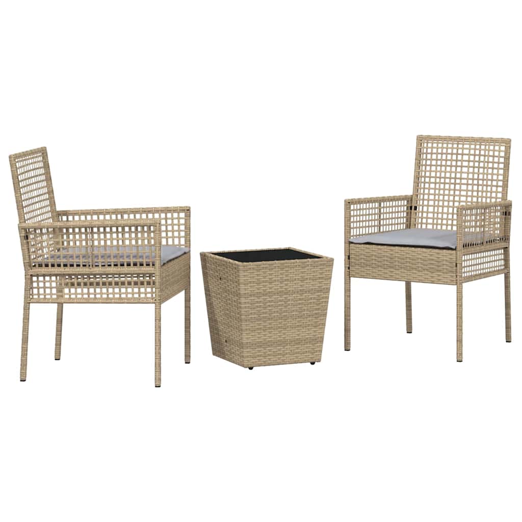 Set Bistro da Giardino 3 pcs Beige Poly Rattan