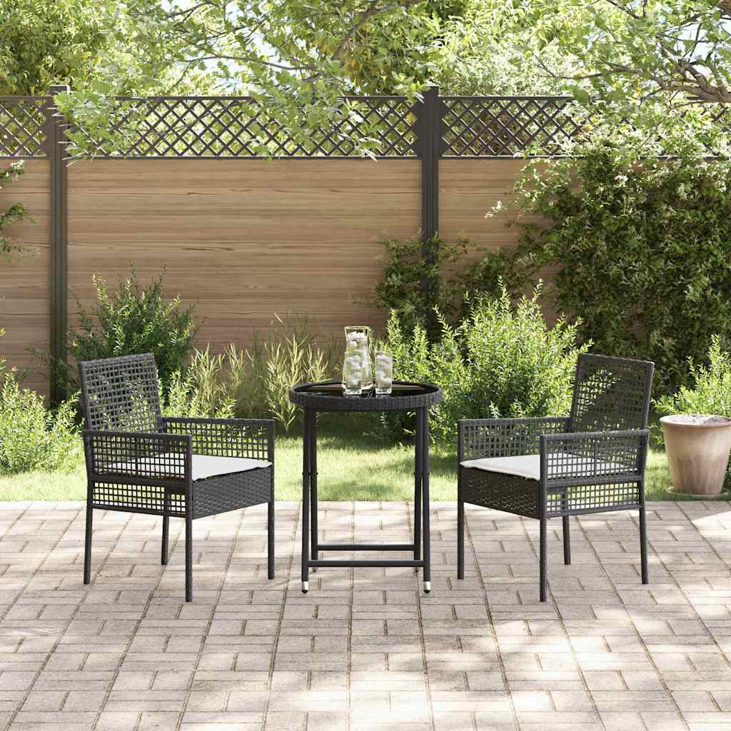 Set Bistro da Giardino 3 pcs Nero Poly Rattan