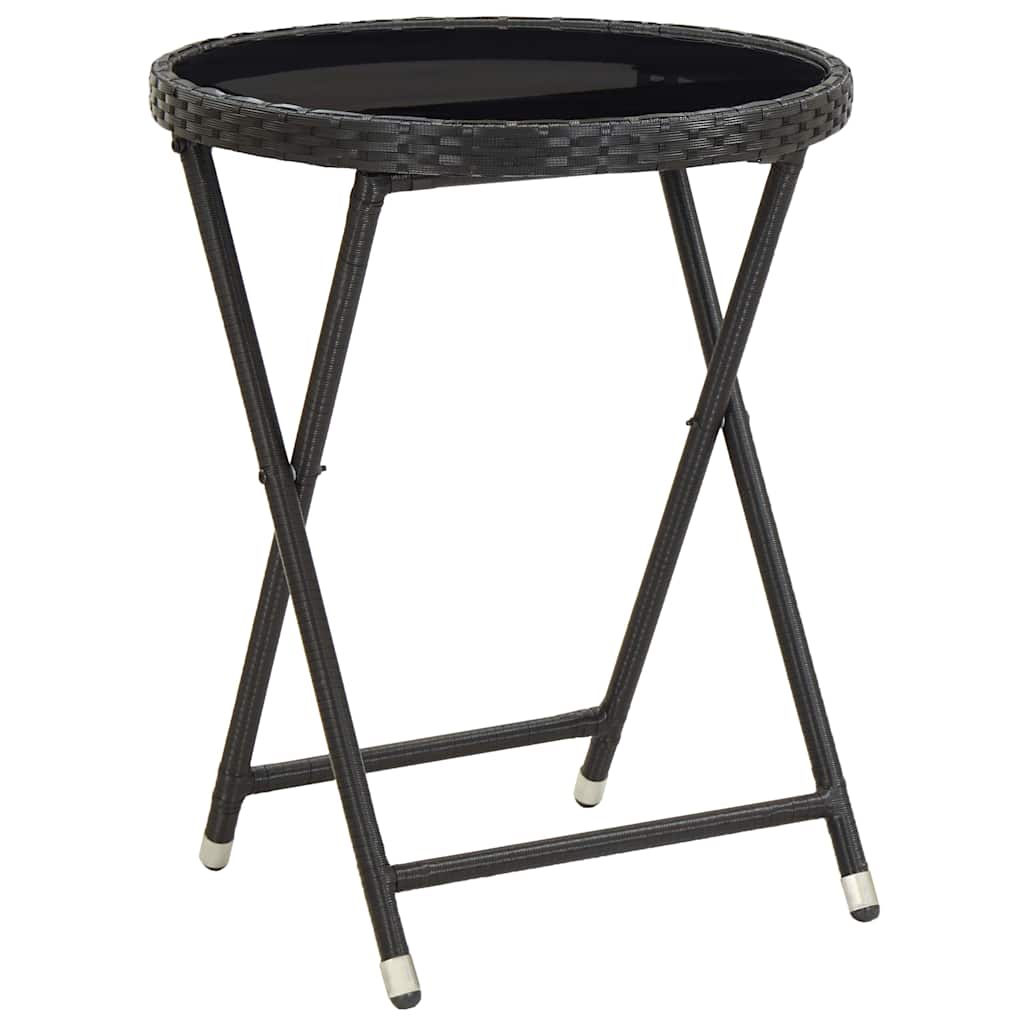 Set Bistro da Giardino 3 pcs Nero Poly Rattan