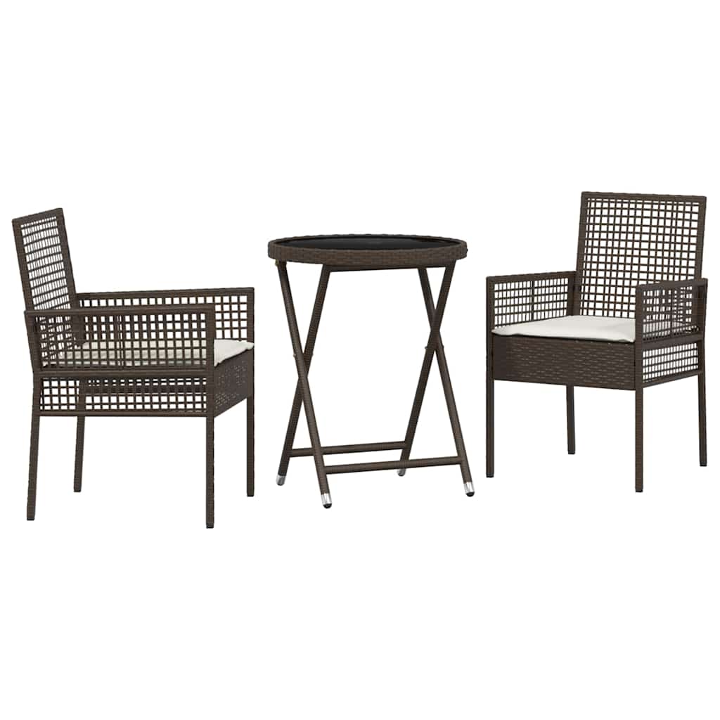 Set Bistro da Giardino 3 pcs Marrone Poly Rattan