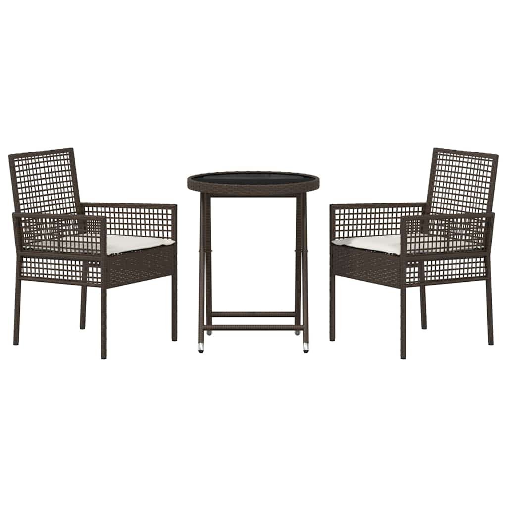Set Bistro da Giardino 3 pcs Marrone Poly Rattan