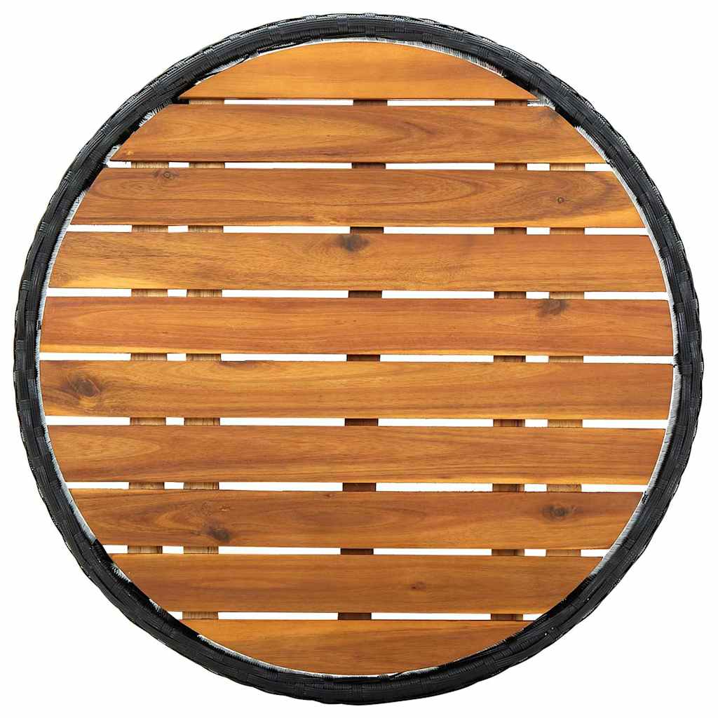 Set Bistro da Giardino 3 pcs Nero Poly Rattan
