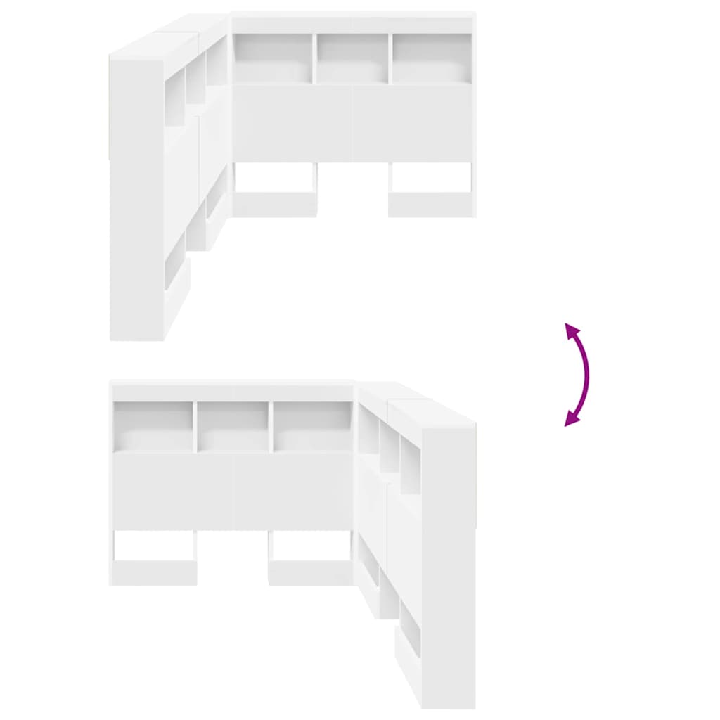Testata contenitore con testiera Bianco 90 cm Legno multistrato