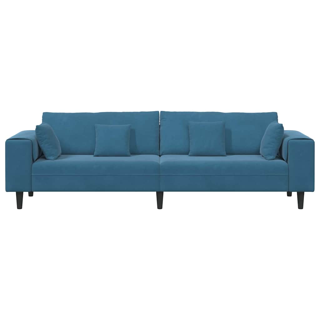 Divano in Velluto con cuscino Blu 208 cm Velluto