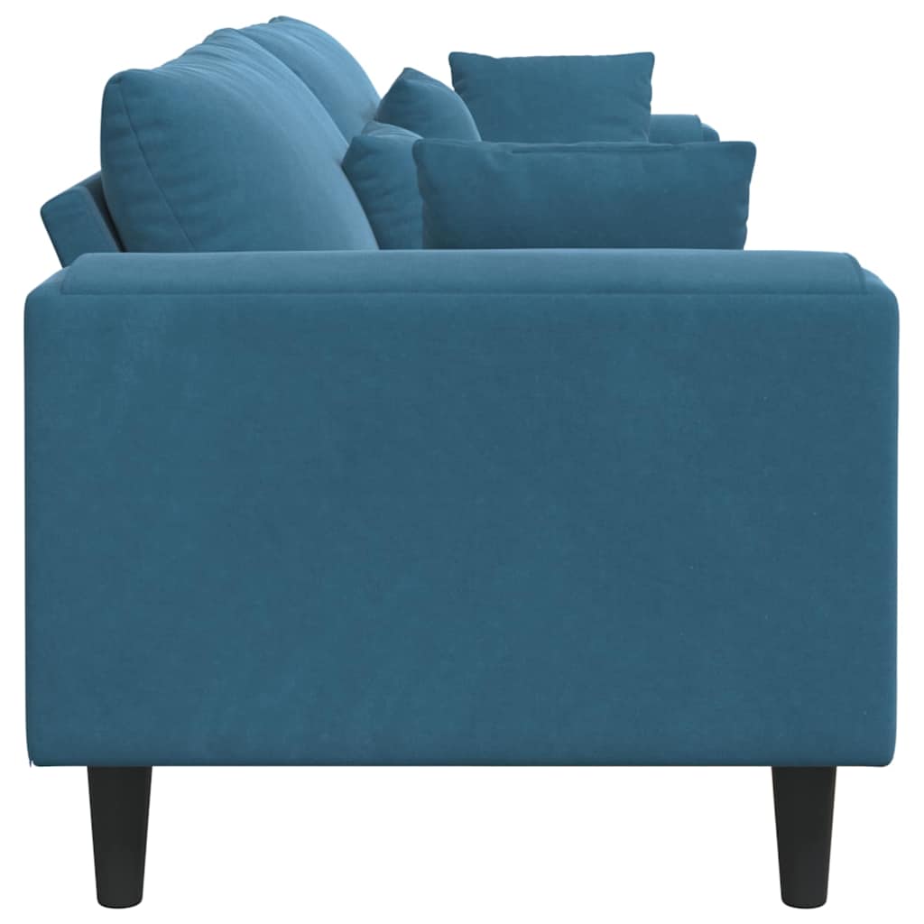 Divano in Velluto con cuscino Blu 208 cm Velluto