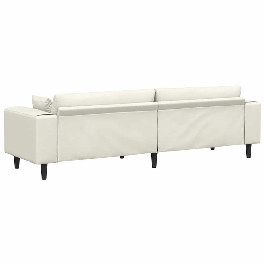 Divano in Velluto con cuscino Crema 208 cm Velluto