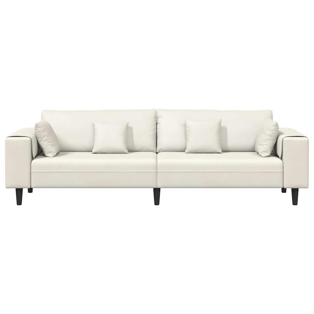 Divano in Velluto con cuscino Crema 208 cm Velluto