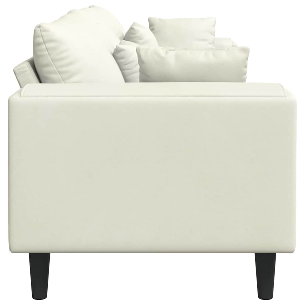Divano in Velluto con cuscino Crema 208 cm Velluto