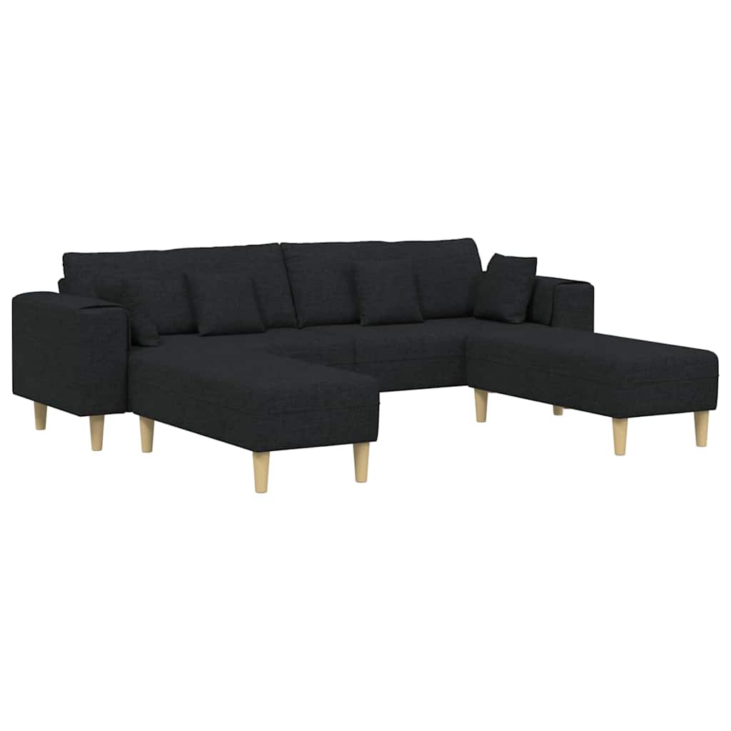 Divano in tessuto con cuscino 3 pcs Nero 208 cm Tessuto