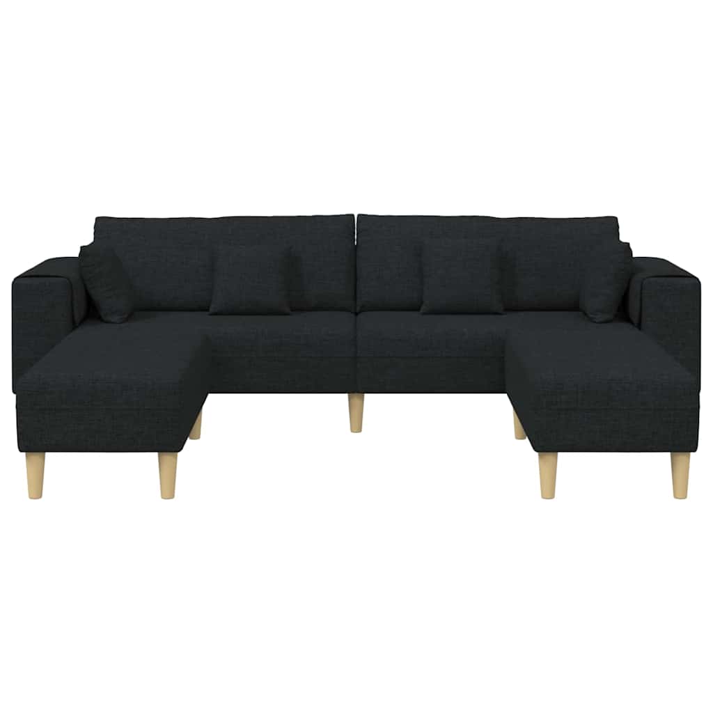 Divano in tessuto con cuscino 3 pcs Nero 208 cm Tessuto