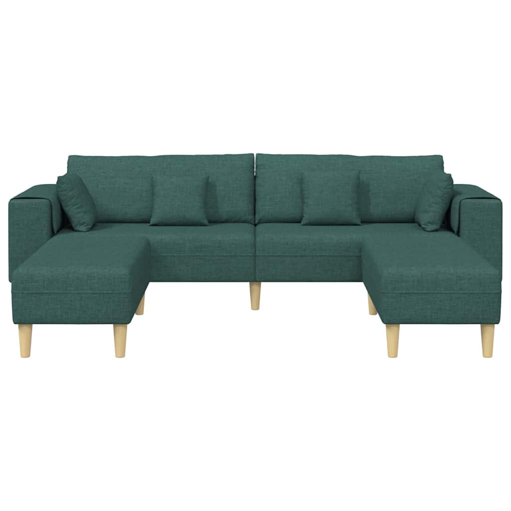 Divano in tessuto con cuscino 3 pcs Verde Scuro 208 cm Tessuto