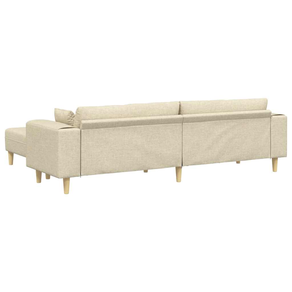 Divano in tessuto con cuscino 3 pcs Crema 208 cm Tessuto